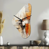 Orange Black Abstract Fractal Impressions - Asymmetric Metal Wall Clock