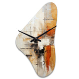 Orange Black Abstract Fractal Impressions - Asymmetric Metal Wall Clock