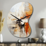 Orange Black Abstract Fractal Impressions - Asymmetric Metal Wall Clock