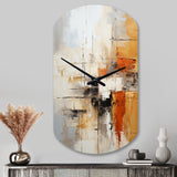 Orange Black Abstract Fractal Impressions - Asymmetric Metal Wall Clock