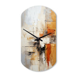 Orange Black Abstract Fractal Impressions - Asymmetric Metal Wall Clock