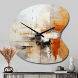 Orange Black Abstract Fractal Impressions - Asymmetric Metal Wall Clock