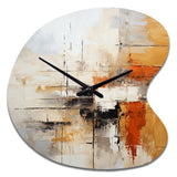 Orange Black Abstract Fractal Impressions - Asymmetric Metal Wall Clock