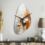 Orange Black Abstract Fractal Impressions - Asymmetric Metal Wall Clock