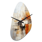 Orange Black Abstract Fractal Impressions - Asymmetric Metal Wall Clock
