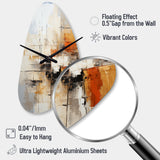 Orange Black Abstract Fractal Impressions - Asymmetric Metal Wall Clock