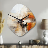 Orange Black Abstract Fractal Impressions - Asymmetric Metal Wall Clock