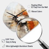 Orange Black Abstract Fractal Impressions - Asymmetric Metal Wall Clock