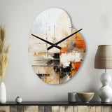 Orange Black Abstract Fractal Impressions - Asymmetric Metal Wall Clock