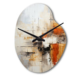 Orange Black Abstract Fractal Impressions - Asymmetric Metal Wall Clock