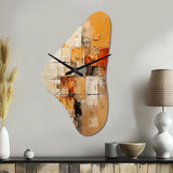 Yellow Orange Abstract Fractal Impressions - Asymmetric Metal Wall Clock