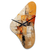 Yellow Orange Abstract Fractal Impressions - Asymmetric Metal Wall Clock