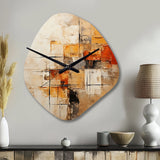 Yellow Orange Abstract Fractal Impressions - Asymmetric Metal Wall Clock