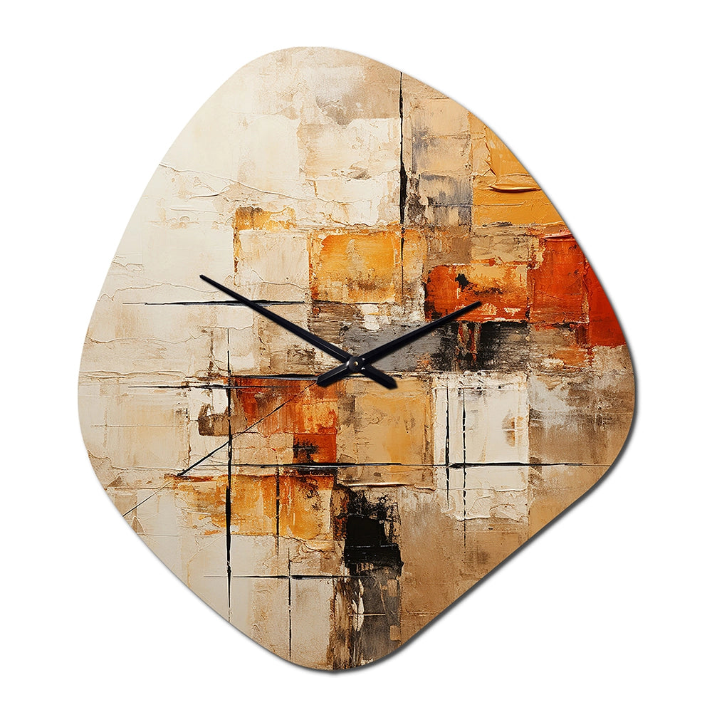 Yellow Orange Abstract Fractal Impressions - Asymmetric Metal Wall Clock
