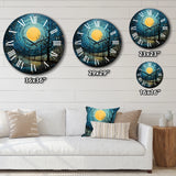Blue Minimalism Moon III - Abstract Metal Wall Clock