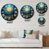 Blue Minimalism Moon III - Abstract Metal Wall Clock