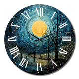 Blue Minimalism Moon III - Abstract Metal Wall Clock