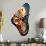 Teal Wire Sculpture - Asymmetric Metal Wall Clock