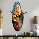 Teal Wire Sculpture - Asymmetric Metal Wall Clock