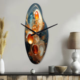 Teal Wire Sculpture - Asymmetric Metal Wall Clock