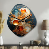 Teal Wire Sculpture - Asymmetric Metal Wall Clock