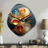 Teal Wire Sculpture - Asymmetric Metal Wall Clock
