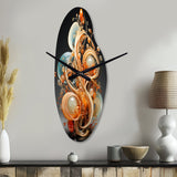 Gold Wire Sculpture - Asymmetric Metal Wall Clock