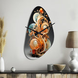 Gold Wire Sculpture - Asymmetric Metal Wall Clock