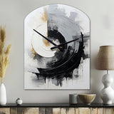 Black And White Zen Spiral II - Asymmetric Metal Wall Clock