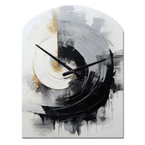 Black And White Zen Spiral II - Asymmetric Metal Wall Clock