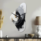 Black And White Zen Spiral II - Asymmetric Metal Wall Clock