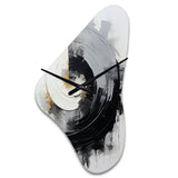 Black And White Zen Spiral II - Asymmetric Metal Wall Clock