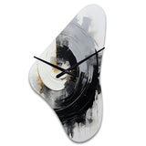 Black And White Zen Spiral II - Asymmetric Metal Wall Clock