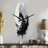 Black And White Zen Spiral II - Asymmetric Metal Wall Clock