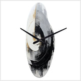 Black And White Zen Spiral II - Asymmetric Metal Wall Clock