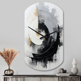 Black And White Zen Spiral II - Asymmetric Metal Wall Clock