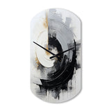 Black And White Zen Spiral II - Asymmetric Metal Wall Clock