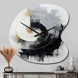 Black And White Zen Spiral II - Asymmetric Metal Wall Clock