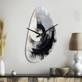 Black And White Zen Spiral II - Asymmetric Metal Wall Clock