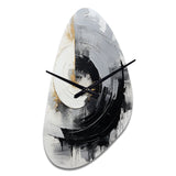 Black And White Zen Spiral II - Asymmetric Metal Wall Clock