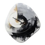Black And White Zen Spiral II - Asymmetric Metal Wall Clock
