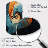 Orange Teal Abstract Spirals I - Asymmetric Metal Wall Clock