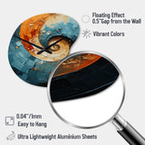 Orange Teal Abstract Spirals I - Asymmetric Metal Wall Clock