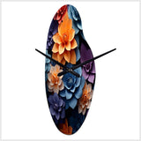 Orange Blue Abstract Still Life's II - Asymmetric Metal Wall Clock