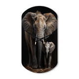 Elephant Family In Black And White - Asymmetric Metal Wall Clock