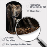 Elephant Family In Black And White - Asymmetric Metal Wall Clock