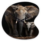 Elephant Family In Black And White - Asymmetric Metal Wall Clock