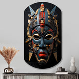 African Masked Splendor I - Asymmetric Metal Wall Clock