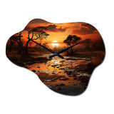 African Sunset Oasis I - Asymmetric Metal Wall Clock