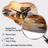 African Elephant Prairies I - Asymmetric Metal Wall Clock